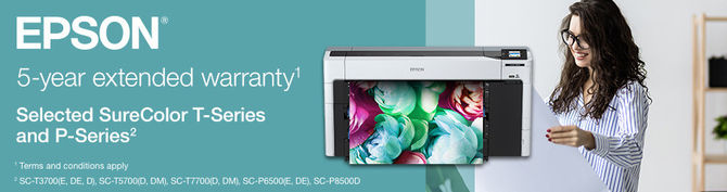 Free of charge 5 year warranty upgrade promotion - Epson Surecolor SC-T5700D (Dual roll) (Adobe PostScript 3) 36" Technical Printer (C11CH81301A1)